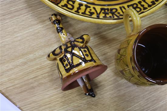 A group of Mary Wondrausch (1923-2016) slipware, including a charger, 36cm